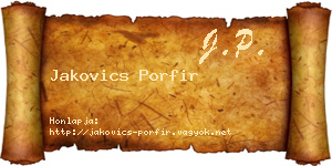 Jakovics Porfir névjegykártya